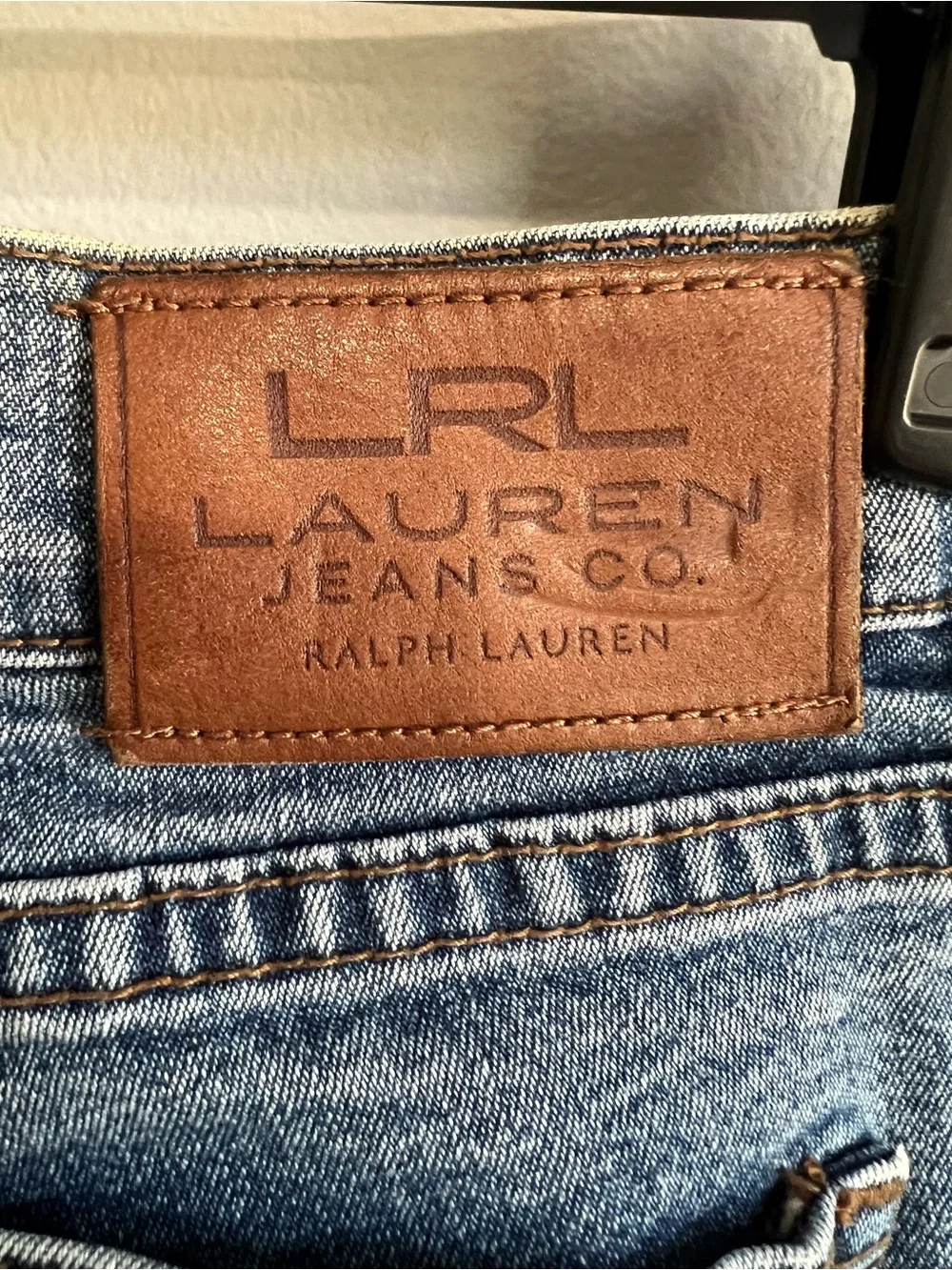 LRL Lauren Jeans Co. Ralph Lauren Size 4 Med-Dark Wash Straight Leg Blue Jeans